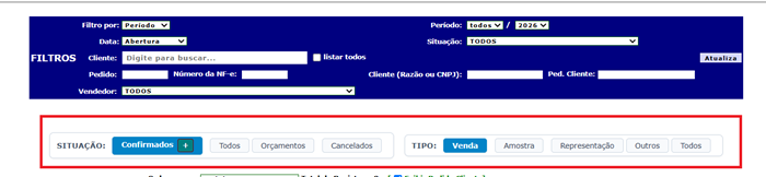 Visualização dos pedidos confirmados